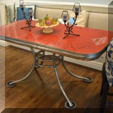 F30. Vintage chrome and formica top table. 29”h x 60”w x 30”d with removable leaf 